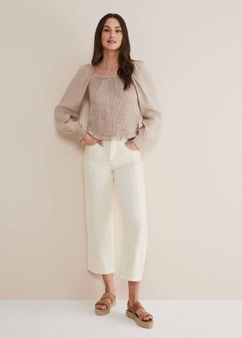 Phase Eight Fraya Wide Leg Jeans White Australia | LI8962051